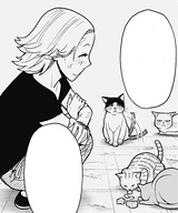 Biddy feeding the neighborhood cats