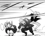 Matthew and Yor dodging the Swordsman's attack