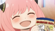 Anya is cheered up with peanuts