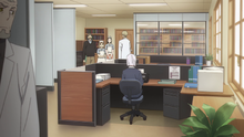 Gerald Gorey watches and eavesdrops on Loid and Fiona at work