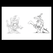 Concept art of a Crocovile and a Pygmy Cannibal in Spyro: A Hero's Tail