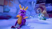 Spyro in an Ice Cavern area in Spyro Reignited Trilogy