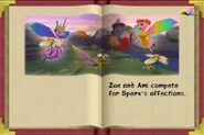 Spyro: Year of the Dragon epilogue page of Princess Ami, Zoe, and Sparx