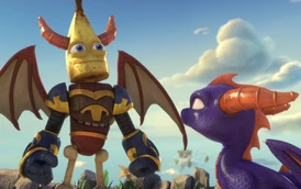 Cy talking with Spyro and his team