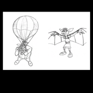 Concept art of a winged Gnorc Archer and a Balloon-a-rang in Spyro: A Hero's Tail