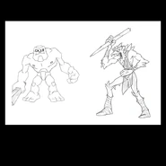 Concept art of a Rock Monster and an Ice Monster in Spyro: A Hero's Tail
