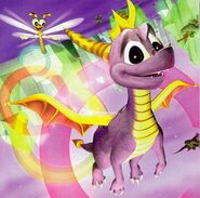 Spyro and Sparx flying in a Speedway.