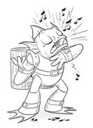 A novel illustration from Skylanders: The Machine of Doom of Gill Grunt singing an appalling tune.