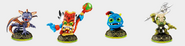 The main Magic Skylanders (Spyro, Double Trouble, Wrecking Ball, and Voodood)