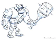 Konzeptskizze von Gnasty Gnorc zu Spyro the Dragon.