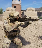 US Army Automatic Rifleman with a M249 SAW with Red Dot sight