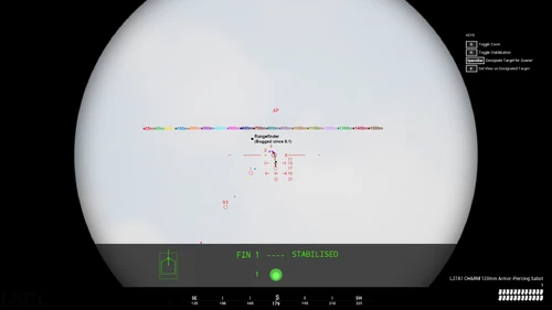 FV4034 gunners sight with accurate trajectory for SABOT.