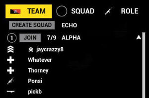 Spawn menu - tab TEAM