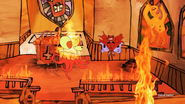 Squid Satan and Reverend in flaming church