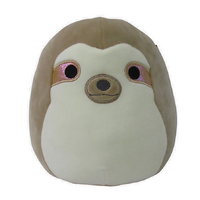 A photo of a brown sloth plushie.