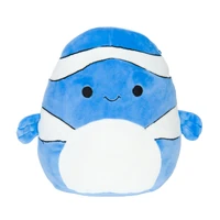 A photo of a plush clownfish in a blue colorway.