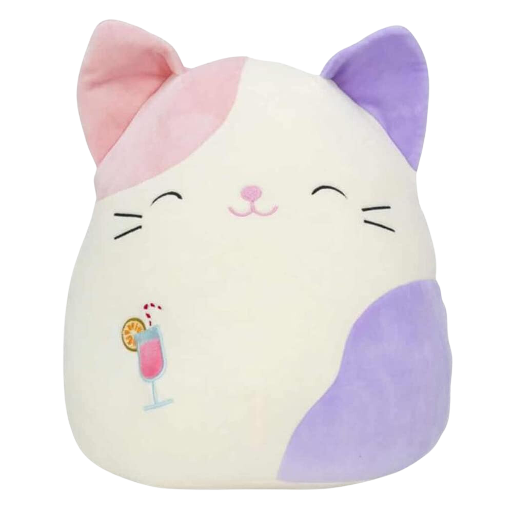 Squishmallow 8 Carlota Calico Kitty Cat Pink & Purple Plush Summer Squad  BNWT