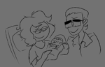 After someone commented "now draw her giving birth", Sr Pelo drew this.