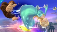 Rosalina using an attack against Donkey Kong.