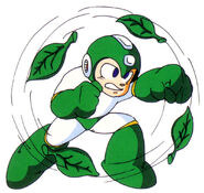 Mega Man using the Leaf Shield.