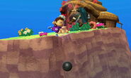 Villager's side smash attackdrops a bowling ball that can fall off edges and hit opponents below.