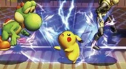 Pikachu using Thunder Burst.