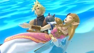 A reference to Final Fantasy VII Disc One's ending and Aeris' death in said game. Cloud's challenge photo.