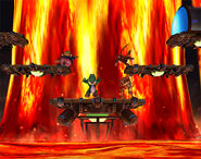 The giant wave of the lava coming in to the stage. The safe zone (shown in the upper right corner) is the primary way to avoid getting damaged.