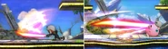 A comparison between a Beam Sword's normal strike and full-charged strike (3DS)