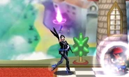Bayonetta's up tilt extended with Bullet Arts; not very useful as it only shoots above her.