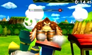 Donkey Kong initiating Konga Beat in Super Smash Bros. for Nintendo 3DS.