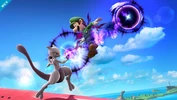 Mewtwo using its Forward Throw on Luigi.