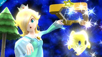 Rosalina and Luma on the Super Mario Mario Galaxy stage.