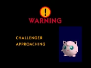 Jigglypuff challenging the player in Super Smash Bros.