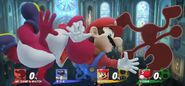 Mario, Yoshi, and Game and Watch being Screen KO'd