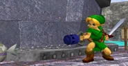 Young Link's Hookshot fully extended in Melee.