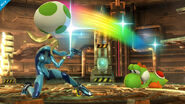 April 24. Yoshi's Egg Throw now leaves a rainbow trail, and Zero Suit Samus' posture when firing her Paralyzer is better.