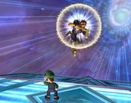 Captain Falcon initiating Falcon Punch in Super Smash Bros. Brawl.