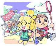 Artwork of Isabelle and Villager counting down to the release date of Ultimate released on the Animal Crossing Twitter