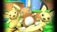 Raichu with its past evolutions.