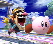 Wario about to Chomp Kirby.