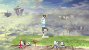 Wii Fit Trainer entering battle using a Wii Balance Board