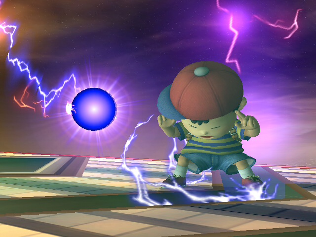 Ness guiding PK Thunder toward himself in SSBB.