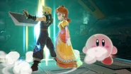 Cloud along with Daisy and Kirby in the Midgar stage.