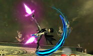 Bayonetta's up aerial extended with Bullet Arts.