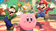 Mario and Luigi clearly are disgusted to see Kirby's taunt return