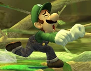 Luigi using his dash attack on Distant Planet