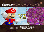 Mario preparing to fight 30 Fighting Polygons in Super Smash Bros.