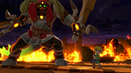 ToonLinkSSBUCongrats.png (1.4 MB) Toon Link with Beast Ganon on Beast Ganon's battleground.