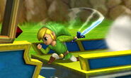 Like Link's side smash attack, Toon Link will swing a second time when the attack button is pressed again. Good launch power.